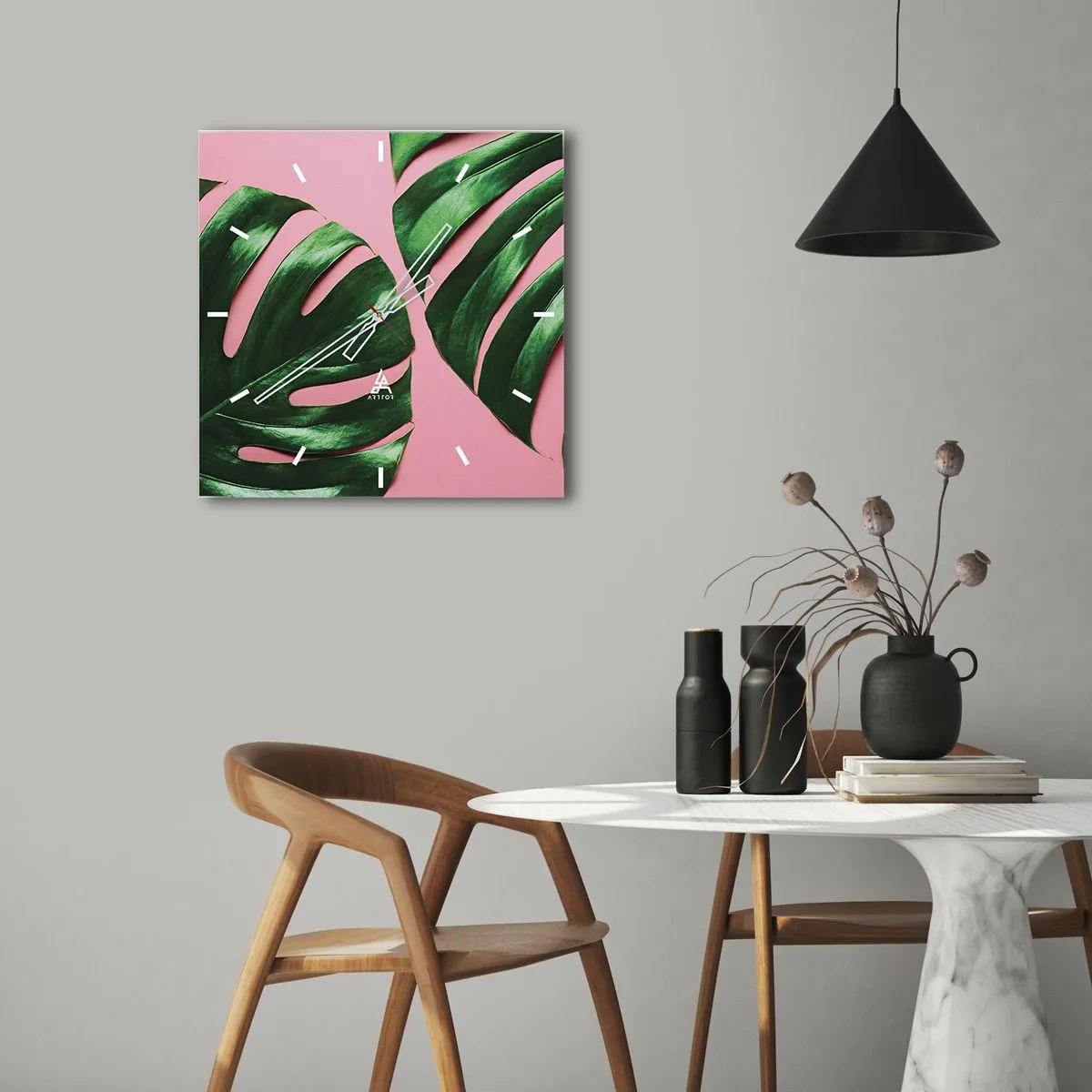 Nástenné hodiny - Zelené rendez-vous - 40x40 cm