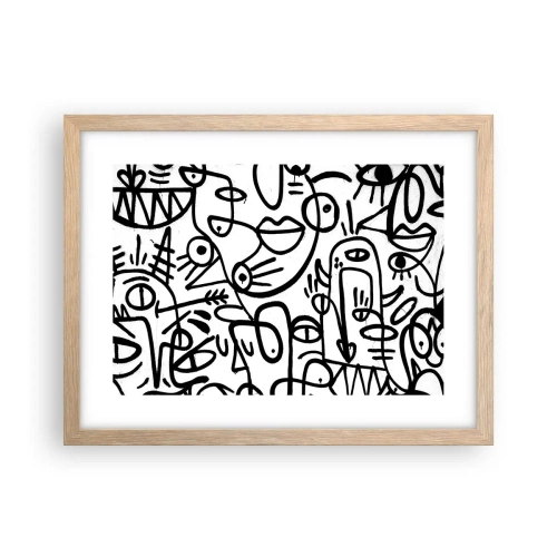 Plagát v ráme zo svetlého duba - Tváre a preludy - 40x30 cm