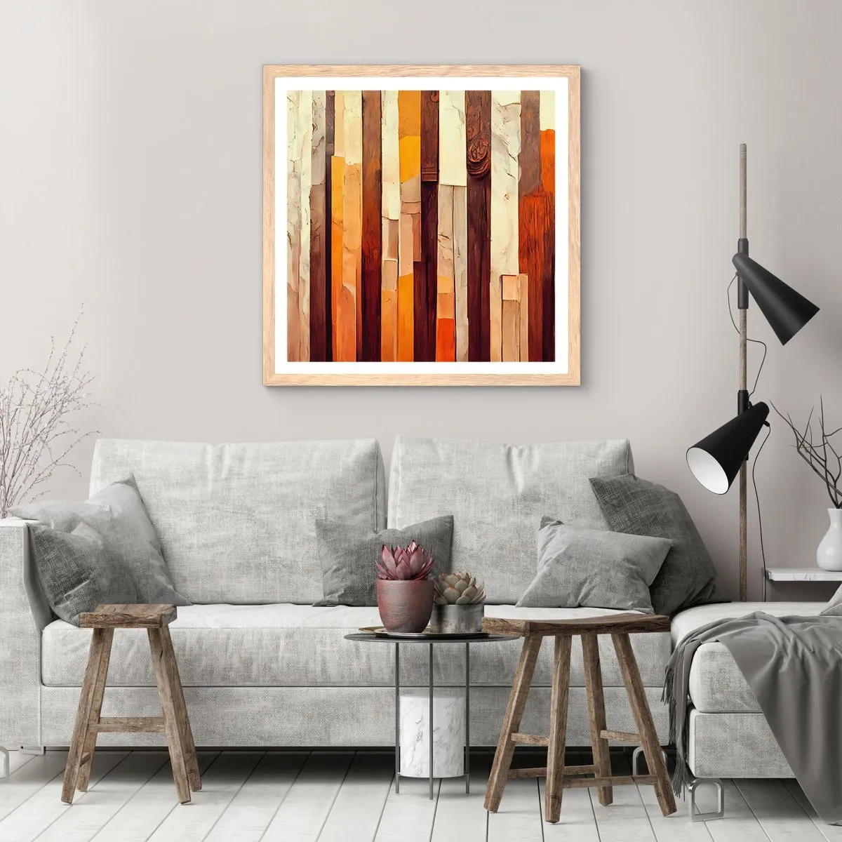 Plagát v ráme zo svetlého duba - Hymna lesných stromov - 60x60 cm