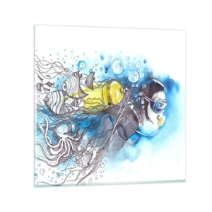 Obraz na skle - Veľká modrá - 30x30 cm