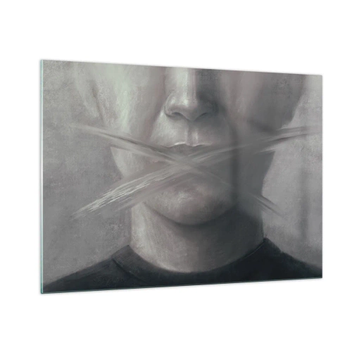 Obraz na skle - Ani slovo - 100x70 cm