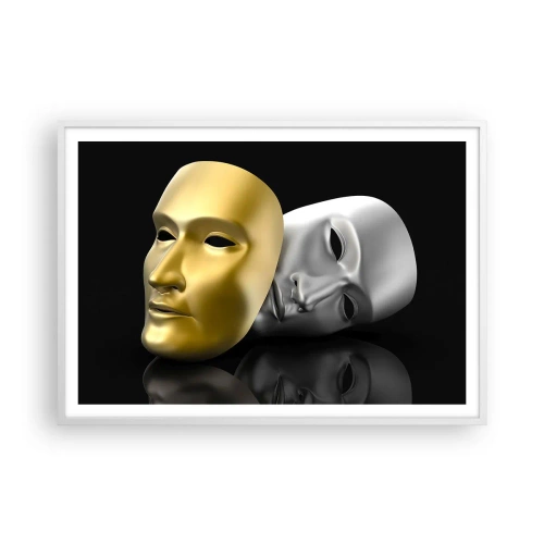 Plagát v bielom ráme - Život je divadlo - 100x70 cm