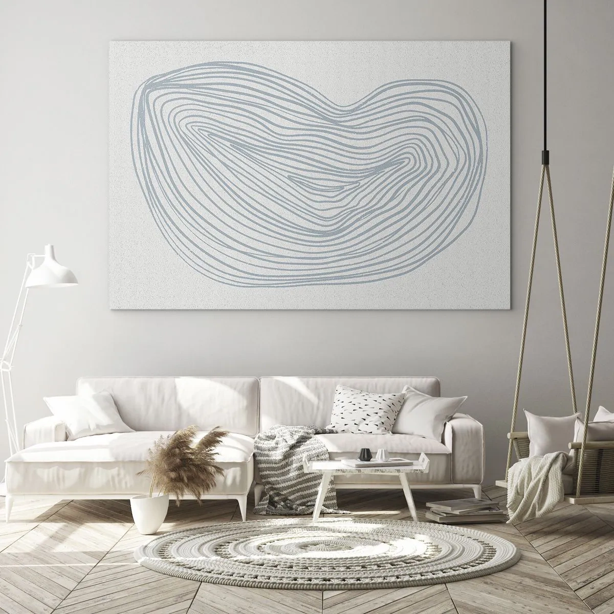 Obraz na skle - Jemné modré línie vytvárajú organický, plynulý tvar - 70x50cm - Úsmev kvapky - Moderná nástenná dekorácia do obývacej izby a spálne ARTTOR