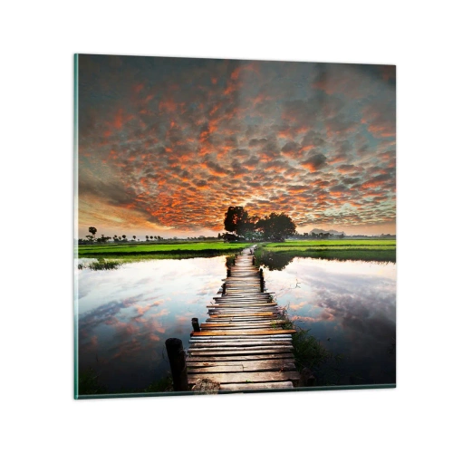 Obraz na skle - Roztiahnite ruky - dýchajte  - 30x30 cm