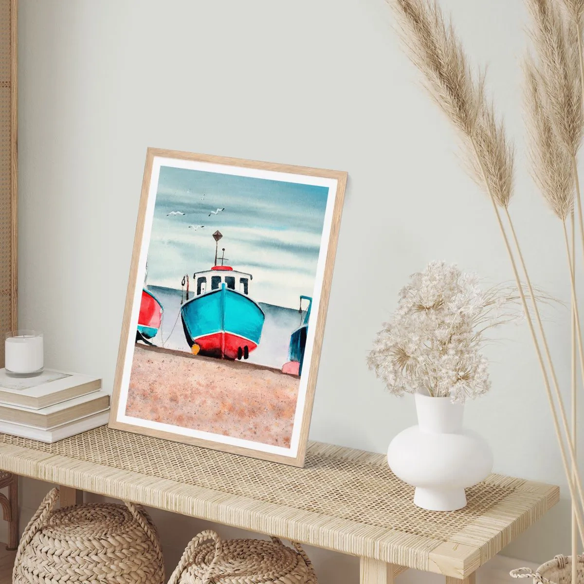 Plagát v ráme zo svetlého duba - Pripravené na úlovok - 70x100 cm