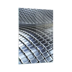 Obraz na skle - Kovová strieborná vlna - 70x100 cm