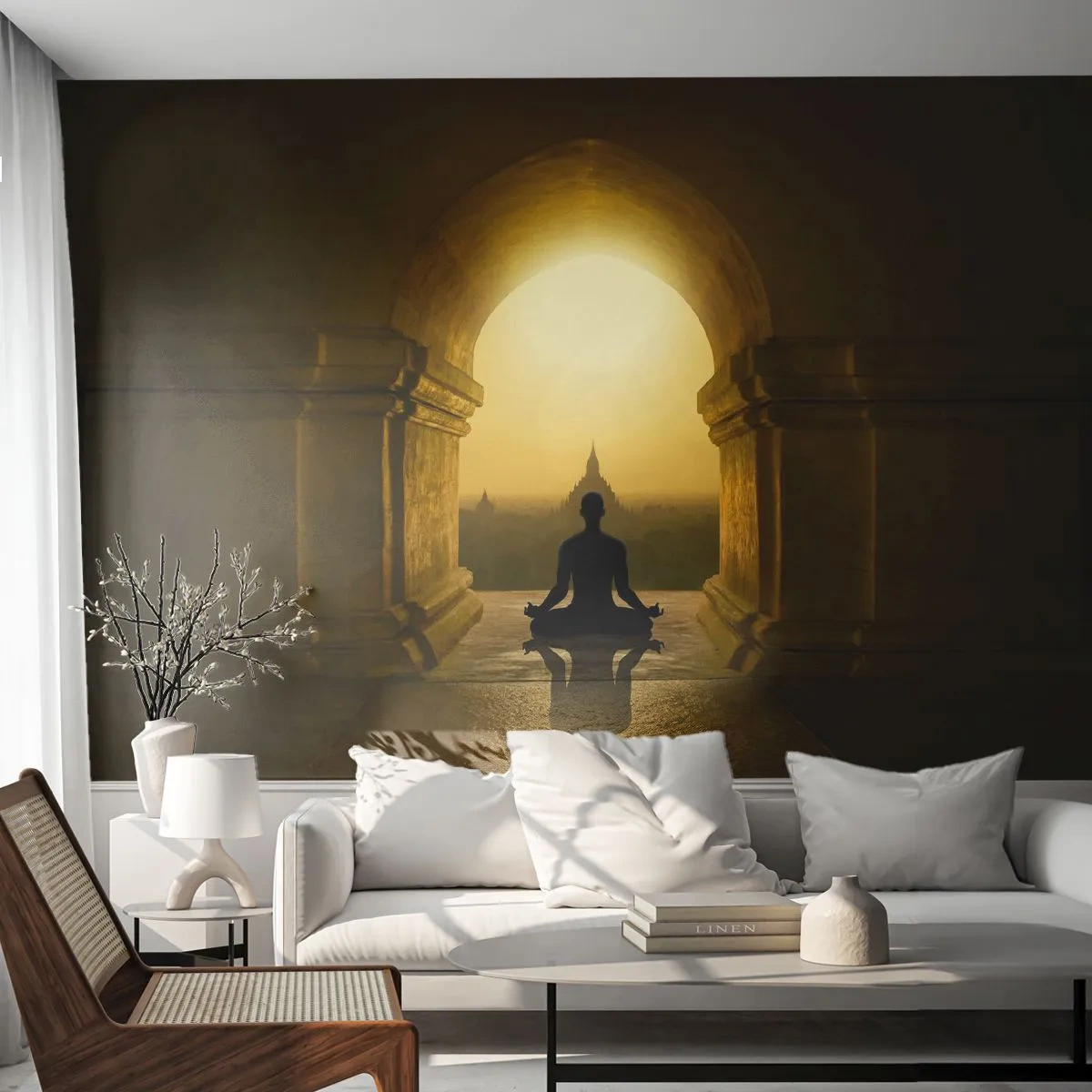Samolepiaca Fototapeta Deluxe Sticker - Plná harmónia - Meditácia, Chrám, Budha - 250x175 cm