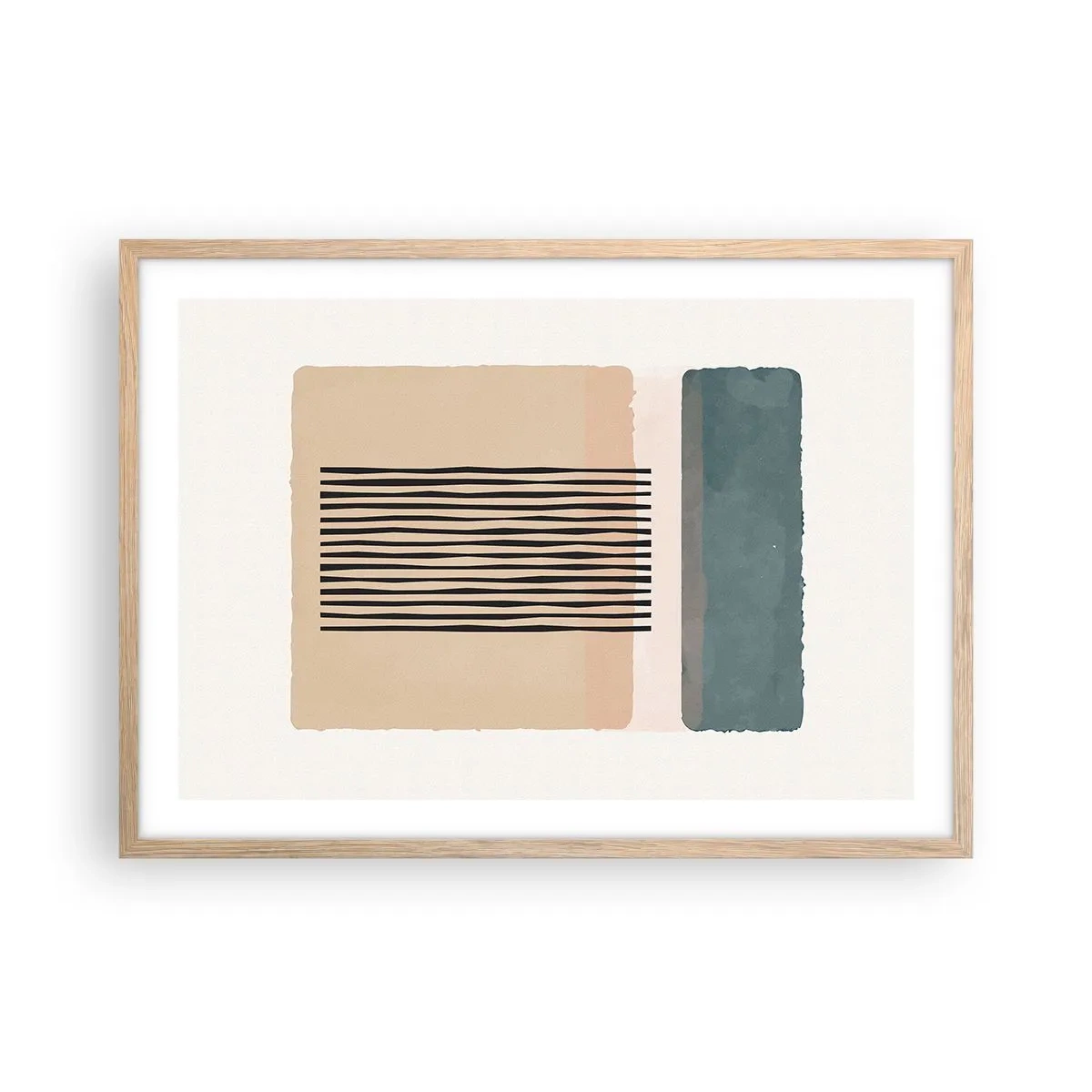 Plagát v ráme zo svetlého duba - Všetko v poriadku - 70x50 cm