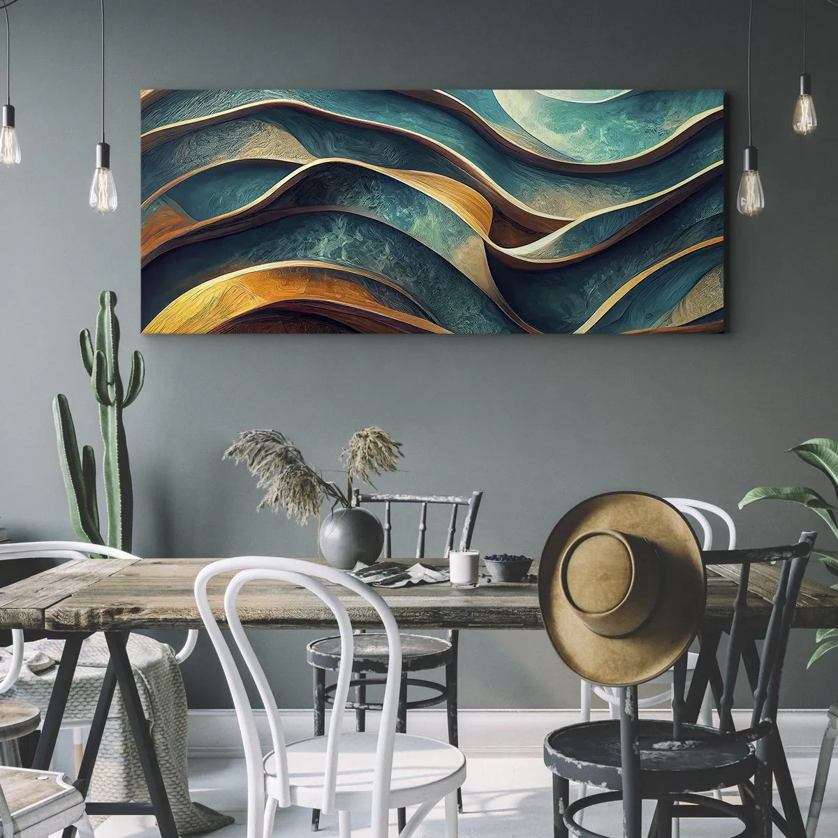 Obraz na plátne - Meandre modrej - 140x50 cm