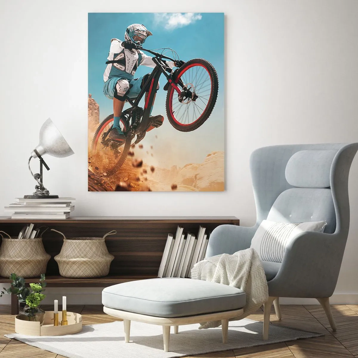 Obraz na skle - Cyklistický démon šialenstva - 50x70 cm