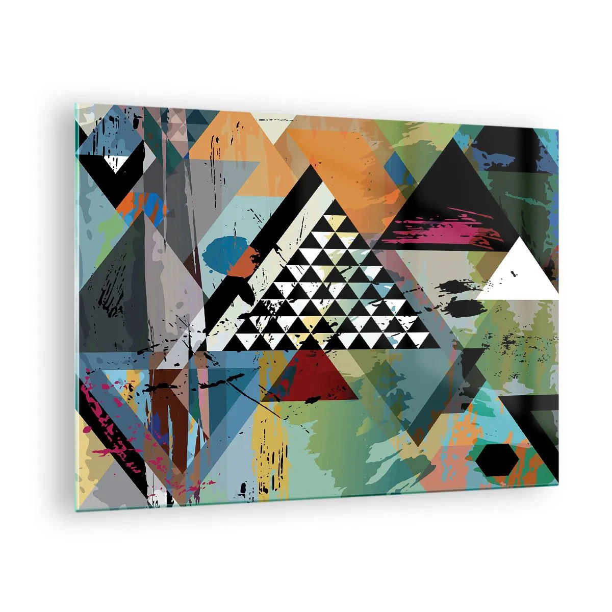 Obraz na skle - Abstraktná kompozícia geometrických tvarov a farieb - 70x50cm - Aké je to jednoduché - Moderná nástenná dekorácia do obývacej izby a spálne ARTTOR