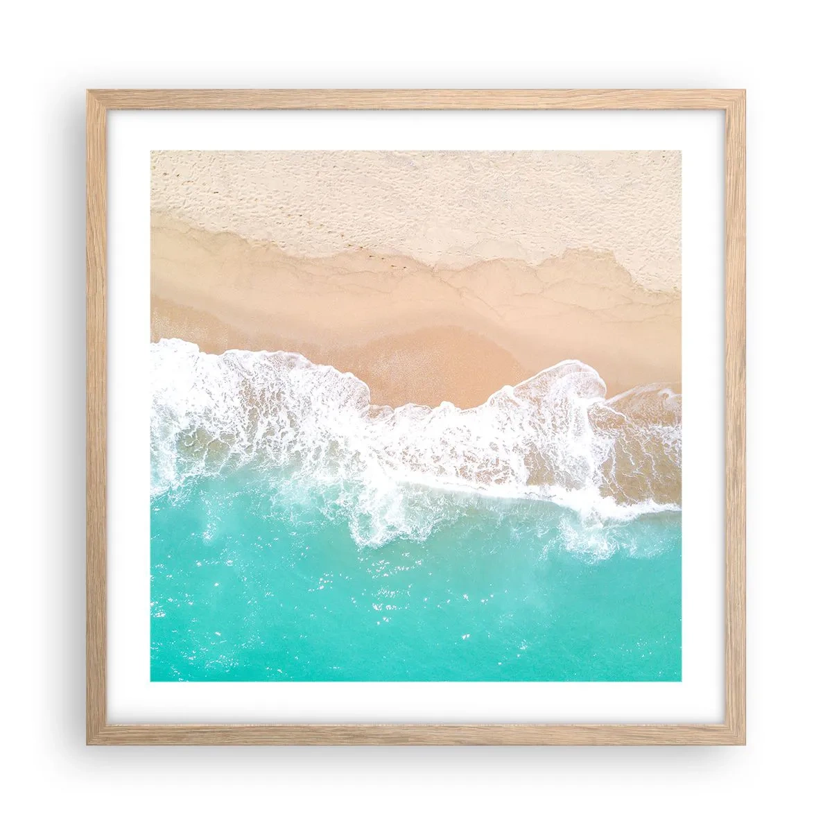 Plagát v ráme zo svetlého duba - Maznavý dotyk - 50x50 cm