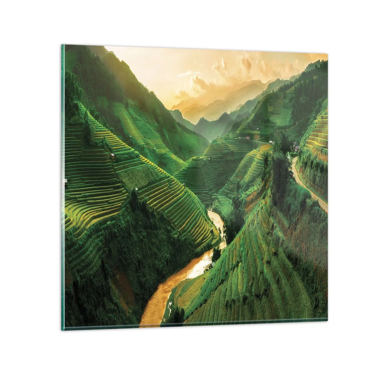 Obraz na skle - Vietnamské údolie - 30x30 cm