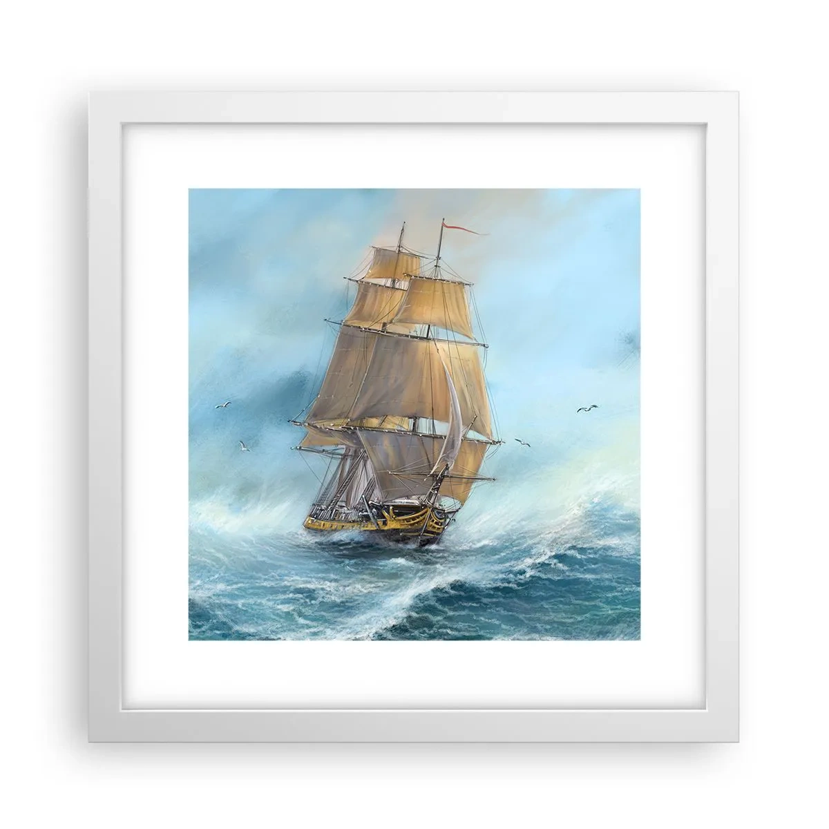Plagát v bielom ráme - Bežiaci po vlnách - 30x30 cm