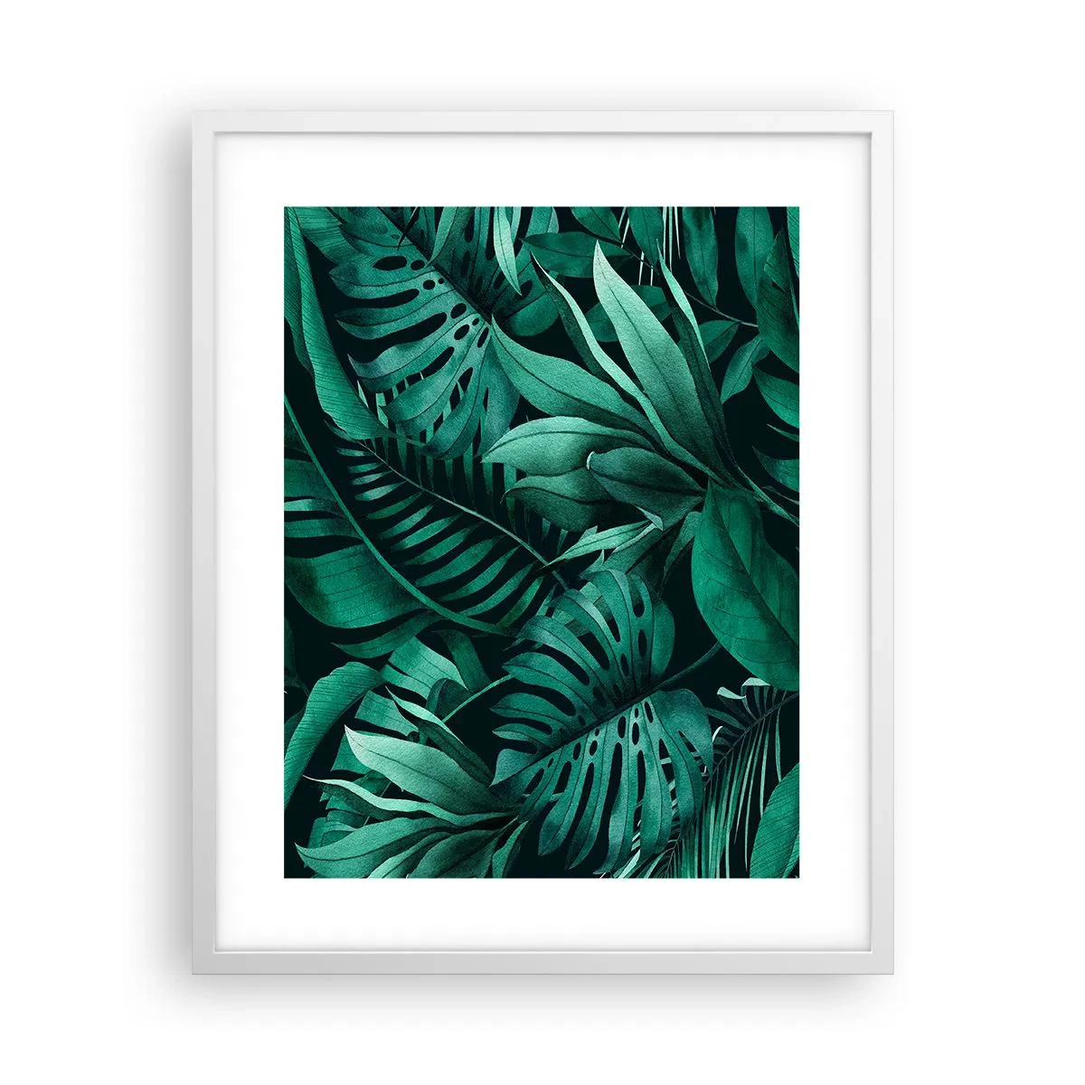 Plagát v bielom ráme - Hĺbka tropickej zelene - 40x50 cm