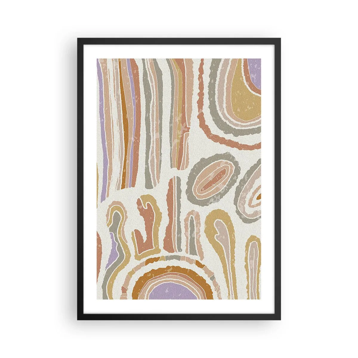 Plagát v čiernom ráme - Abstraktné organické vzory v teplých zemitých tónoch - 50x70cm - Farebné prierezy - Moderná nástenná dekorácia do obývacej izby a spálne ARTTOR