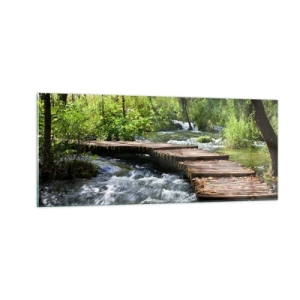 Obraz na skle - Pri spenenom vodopáde - 100x40 cm