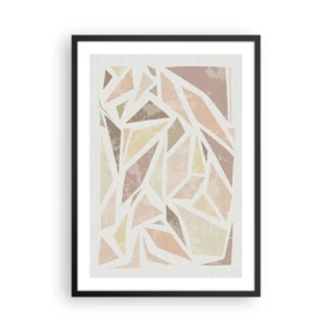 Plagát v čiernom ráme - Geometrická abstrakcia v pastelových odtieňoch - 50x70cm - Kompozícia: vitráž - Moderná nástenná dekorácia do obývacej izby a spálne ARTTOR