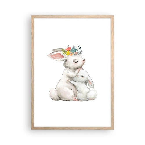 Plagát v ráme zo svetlého duba - Najlepšie je u mamy - 50x70 cm