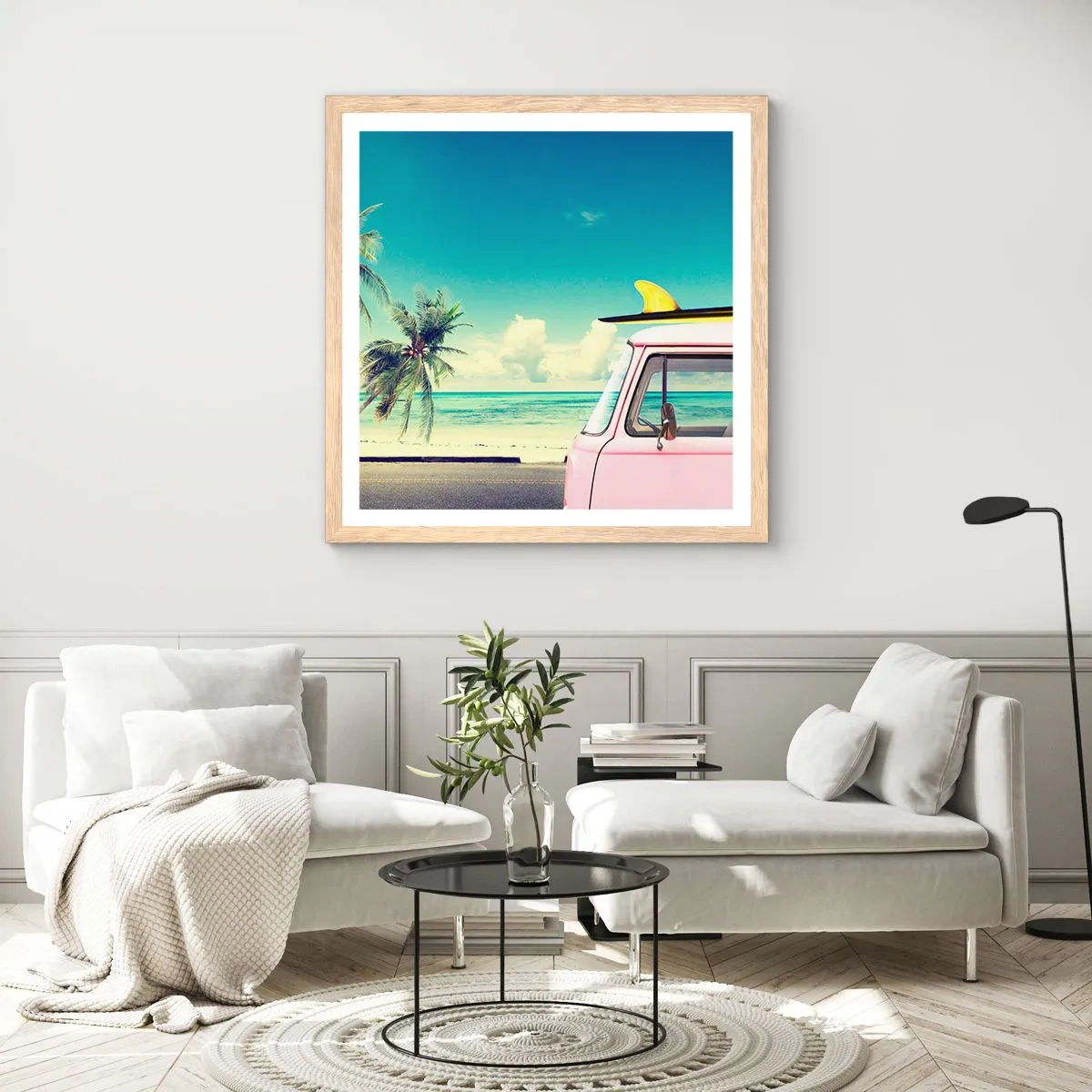 Plagát v ráme zo svetlého duba - Prázdniny, je čas začať - 60x60 cm