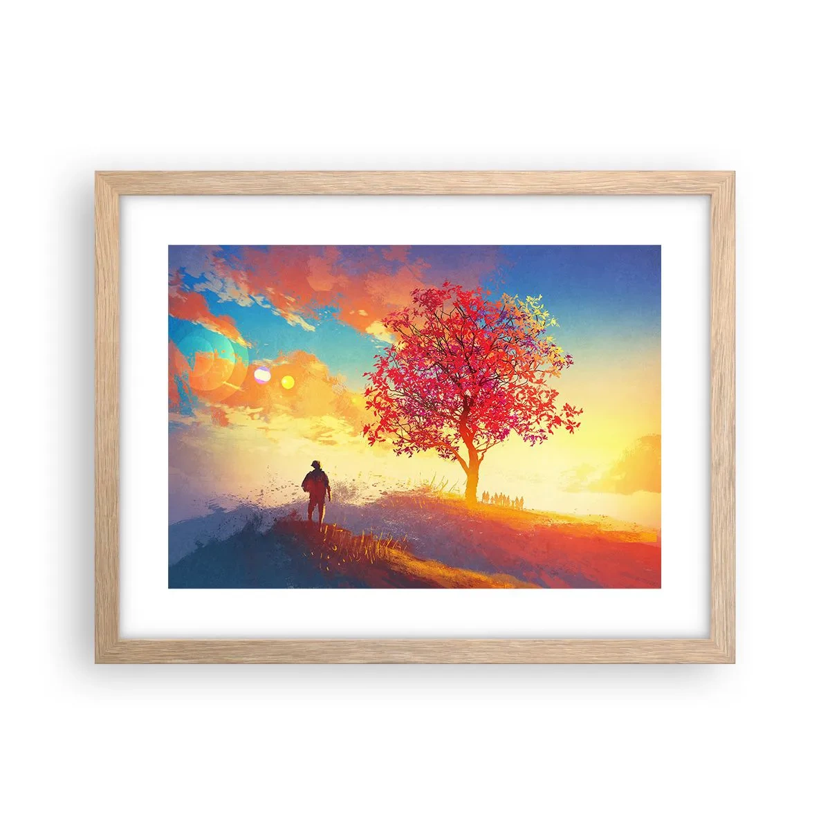 Plagát v ráme zo svetlého duba - Pútnik pri cieli - 40x30 cm