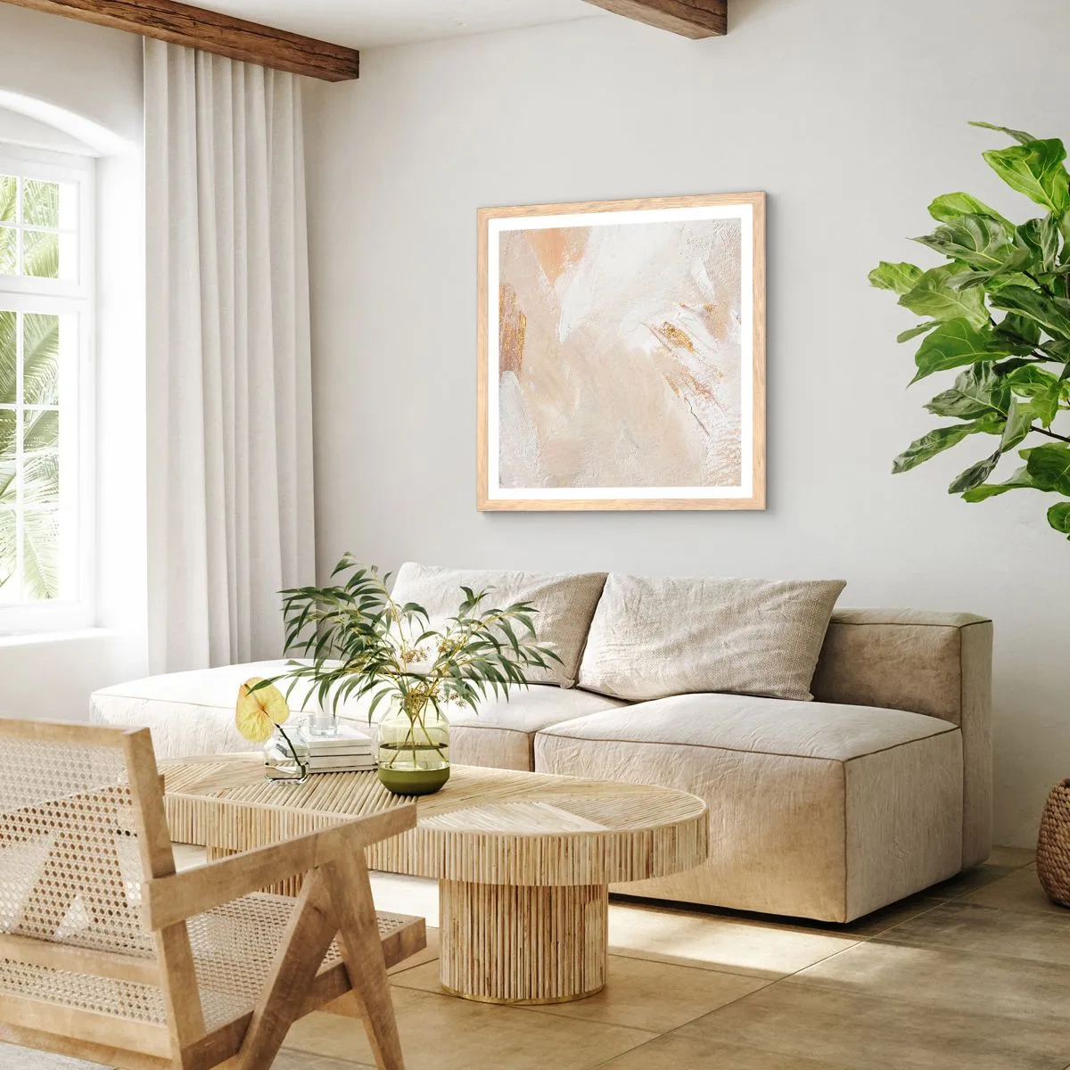 Plagát v ráme zo svetlého duba - Pastelová kompozícia - 40x40 cm