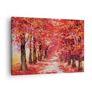 Obraz na plátne - Malebná ulička v jesenných farbách v impresionistickom štýle - 70x50cm - Jesenná impresia - Moderná nástenná dekorácia do obývacej izby a spálne ARTTOR