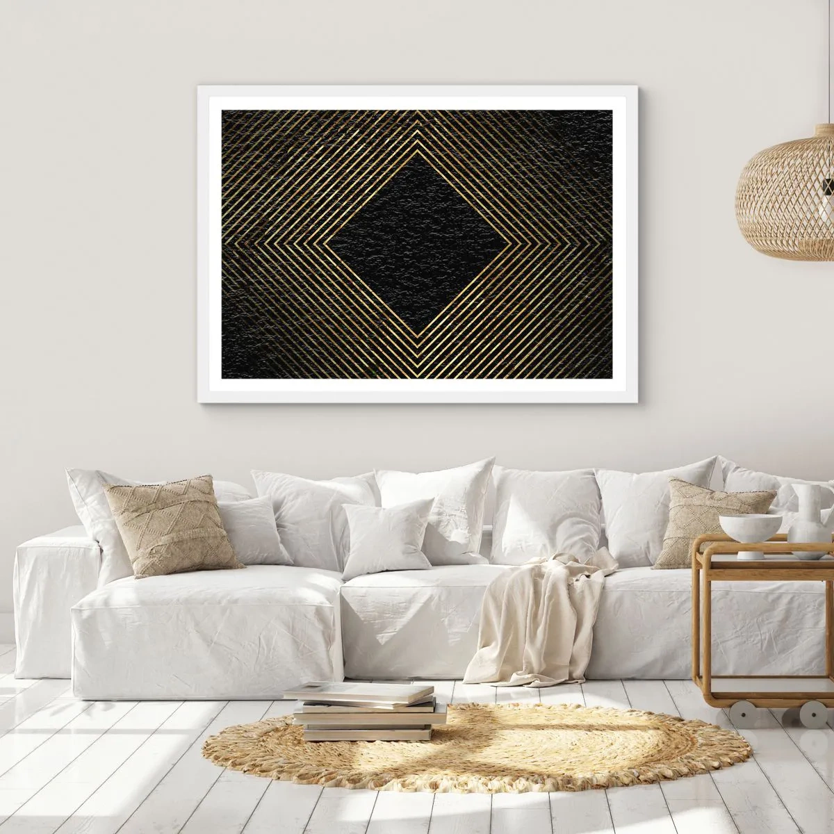 Plagát v bielom ráme - Geometria v štýle glamour - 100x70 cm