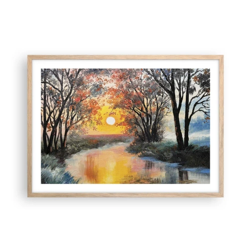 Plagát v ráme zo svetlého duba - Jesenný nádych - 70x50 cm