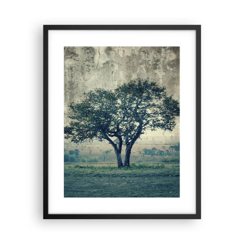 Plagát v čiernom ráme - Jabloň na modrom poli? - 40x50 cm