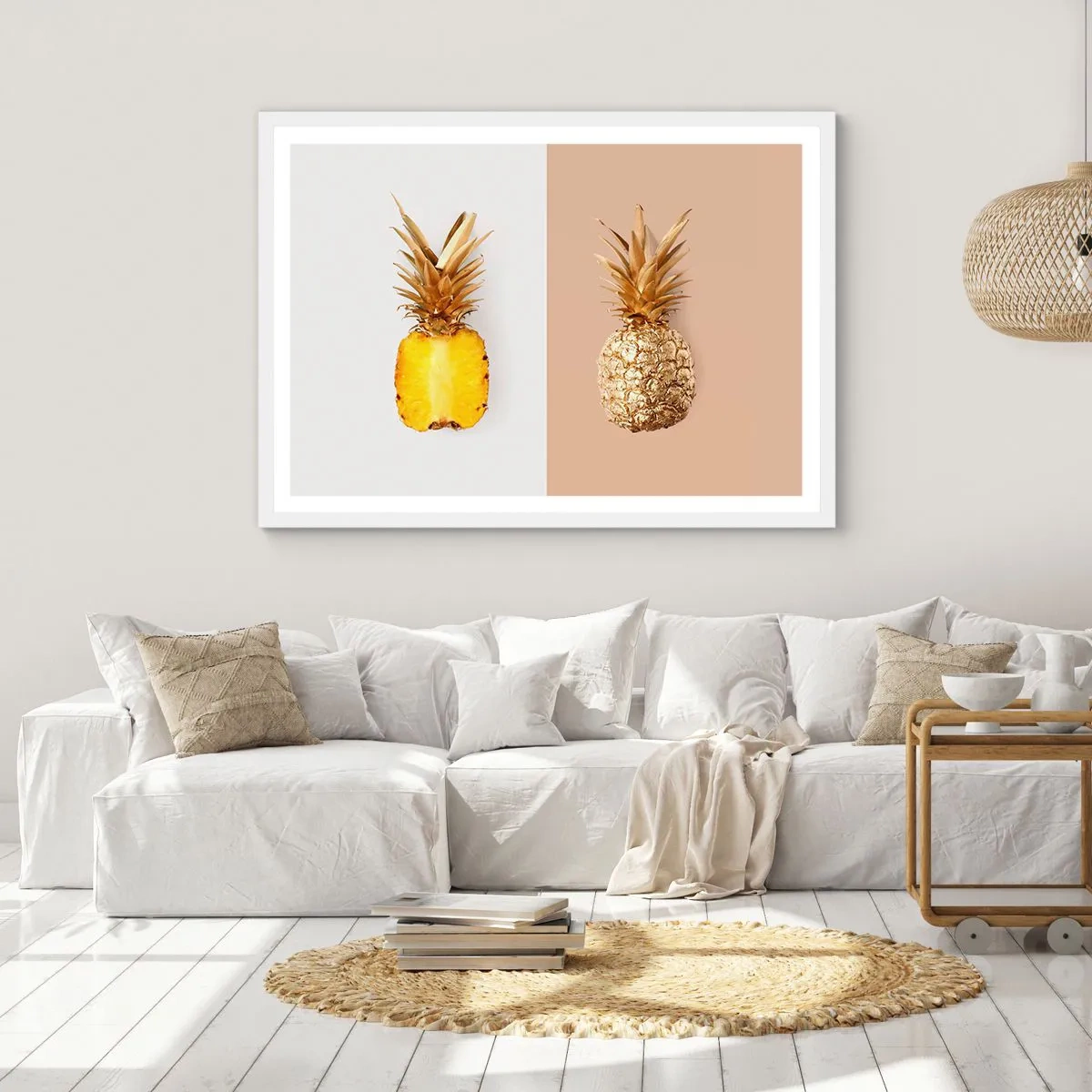 Plagát v bielom ráme - Ananás pre nás - 100x70 cm