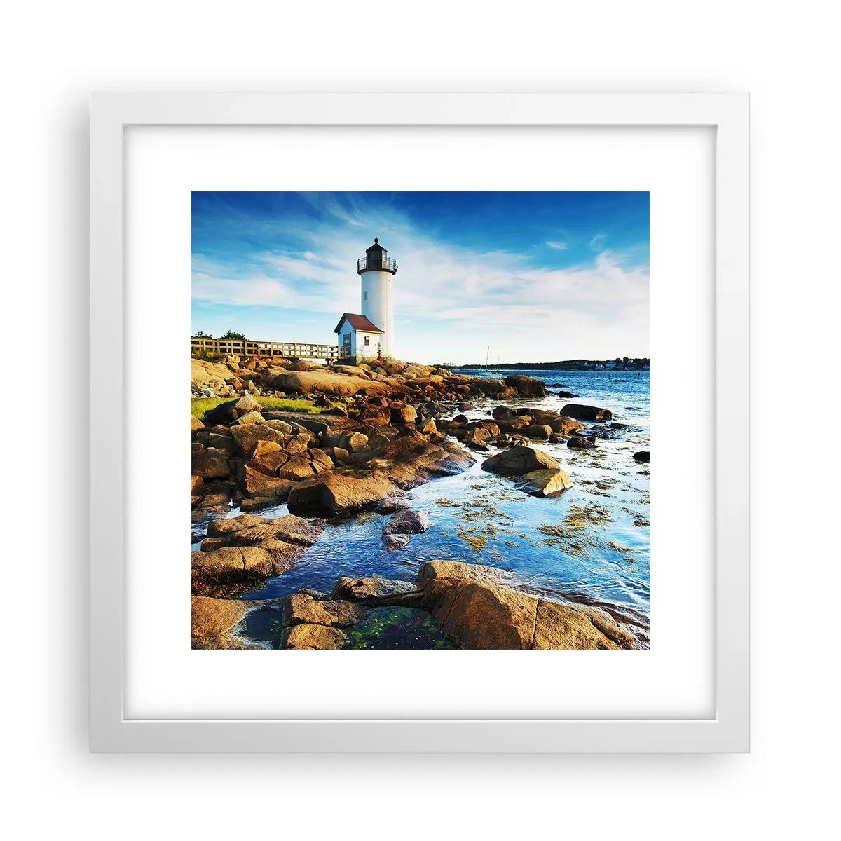 Plagát v bielom ráme - Vráťte sa šťastne, čakám - 30x30 cm