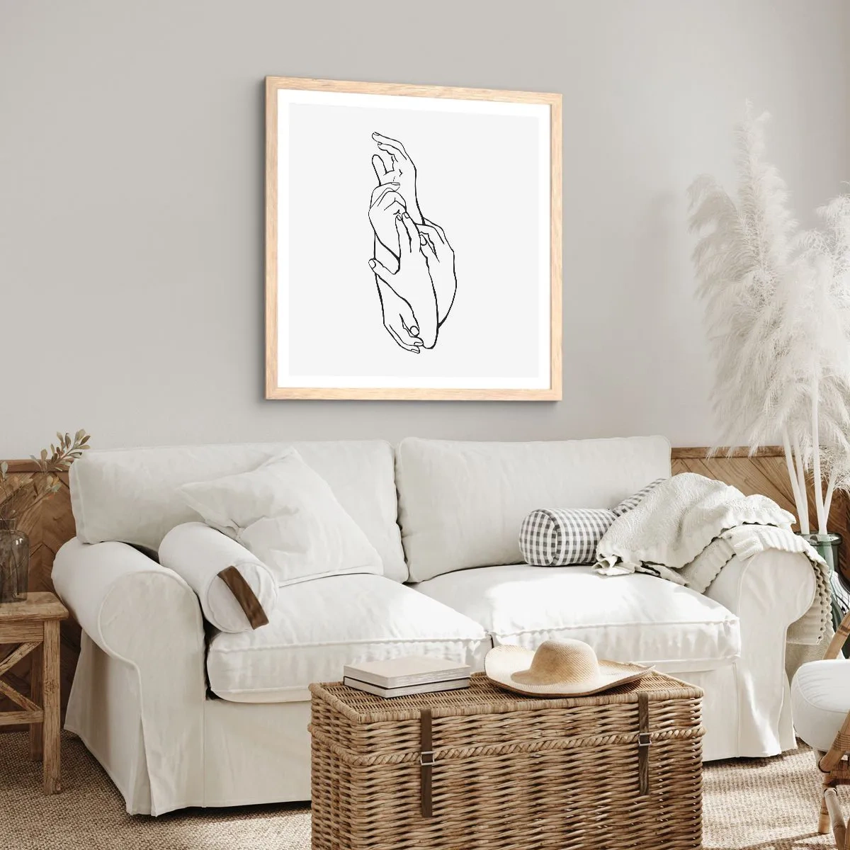 Plagát v ráme zo svetlého duba - Dobrý dotyk - 60x60 cm