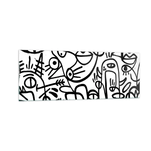 Obraz na skle - Tváre a preludy - 140x50 cm