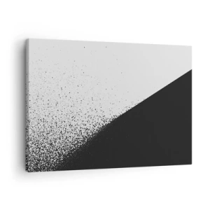 Obraz na plátne - Minimalistická abstrakcia v čiernej a bielej farbe s rozptýlenými bodkami - 70x50cm - Rýchlejšie a rýchlejšie, viac a viac - Moderná nástenná dekorácia do obývacej izby a spálne ARTTOR
