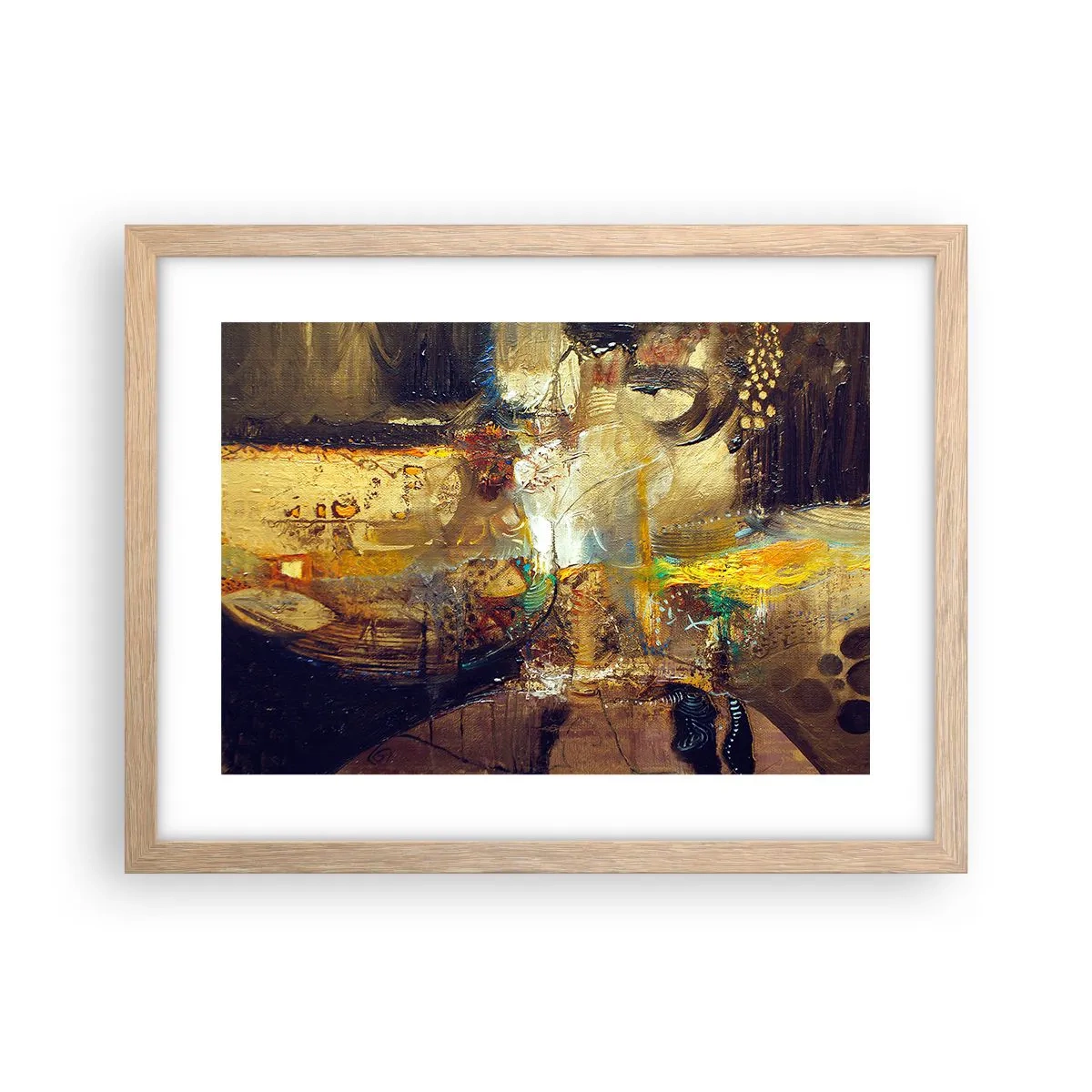 Plagát v ráme zo svetlého duba - Zima, teplejšie, horúco - 40x30 cm