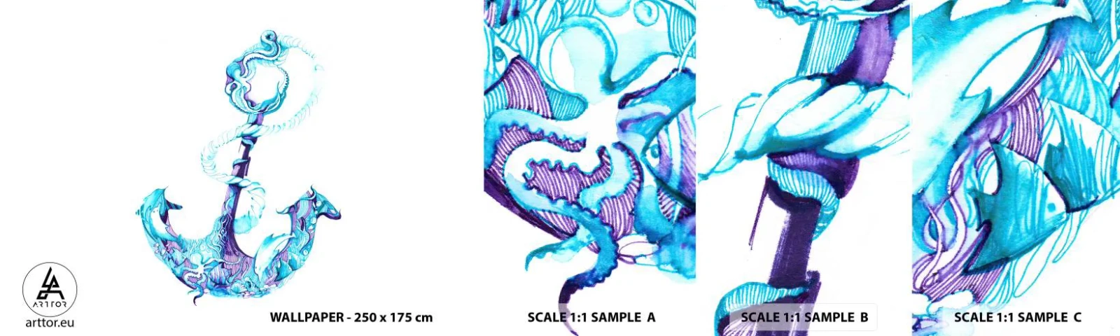 Vzorka Fototapeta Standard Eco - Dôverníčka tajomstiev mora - Abstrakcia, Kotva, More - 100x30 cm