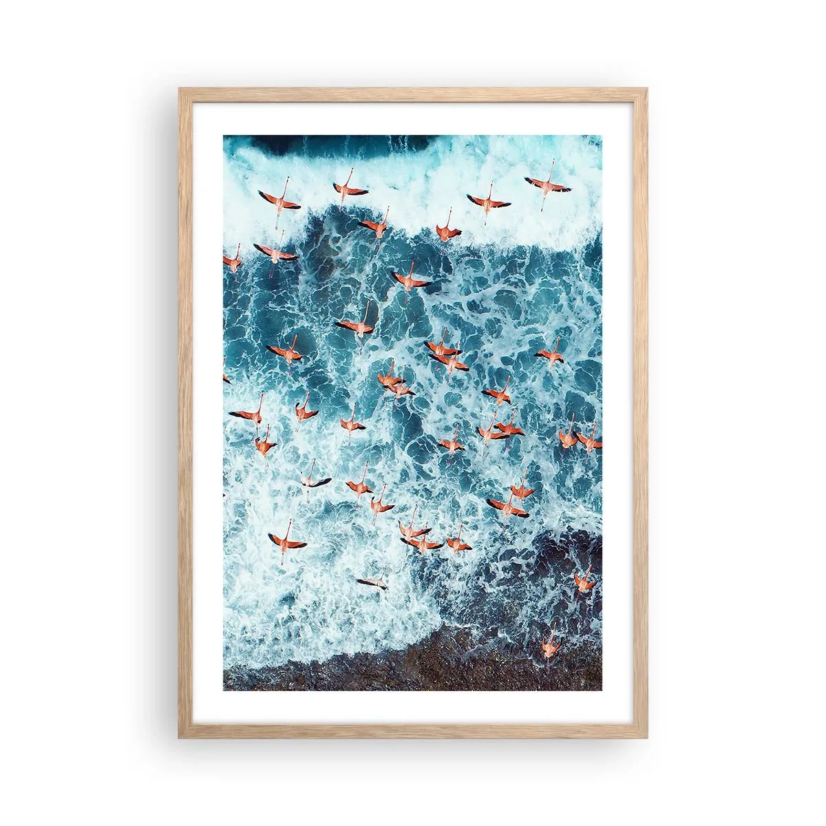 Plagát v ráme zo svetlého duba - Prímorský sprievod - 50x70 cm