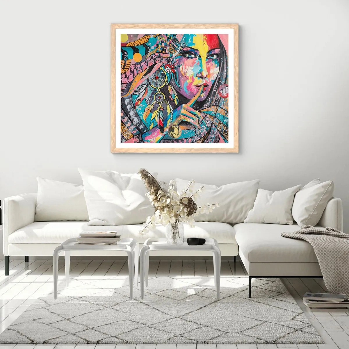 Plagát v ráme zo svetlého duba - Mlč, než pochopíš - 40x40 cm