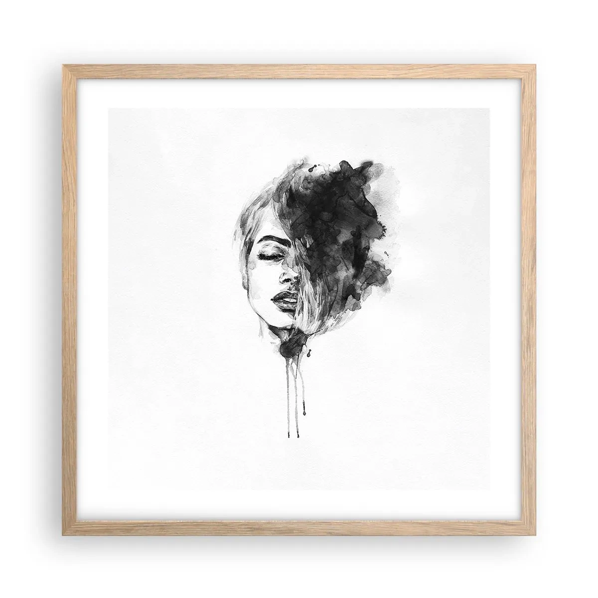 Plagát v ráme zo svetlého duba - O čom sníva dievča - 50x50 cm