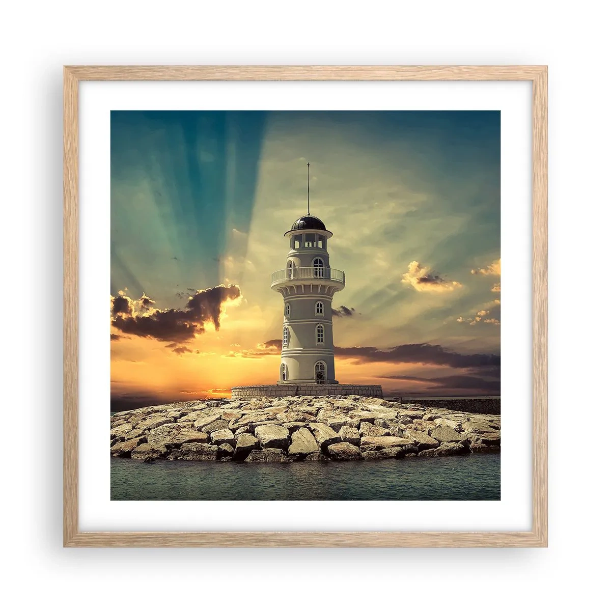 Plagát v ráme zo svetlého duba - Svetlo - Dobro - Krása - 50x50 cm