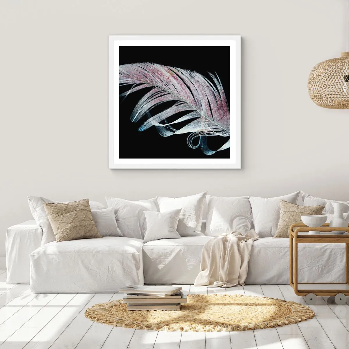 Plagát v bielom ráme - Premýšľajte o dotyku - 60x60 cm