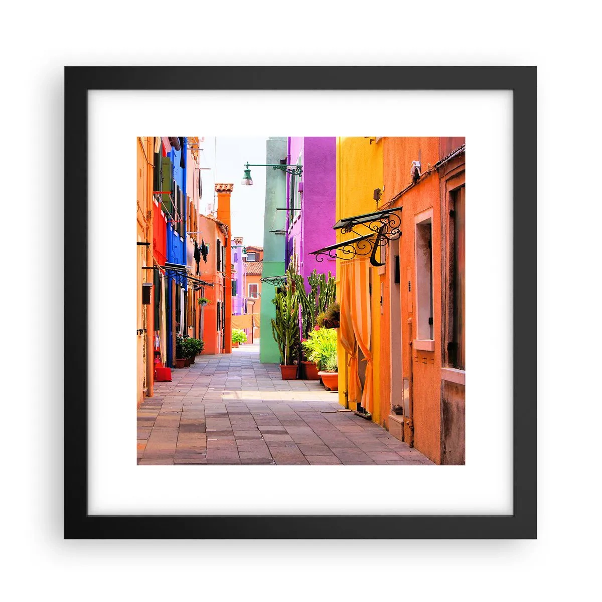 Plagát v čiernom ráme - Dúhová ulička - 30x30 cm