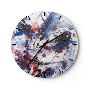 Nástenné hodiny - Abstraktné ťahy štetcom v dynamických farbách - 30x30cm - Bláznivý tanec abstrakcie - Moderná nástenná dekorácia do obývacej izby, kuchyne a spálne ARTTOR