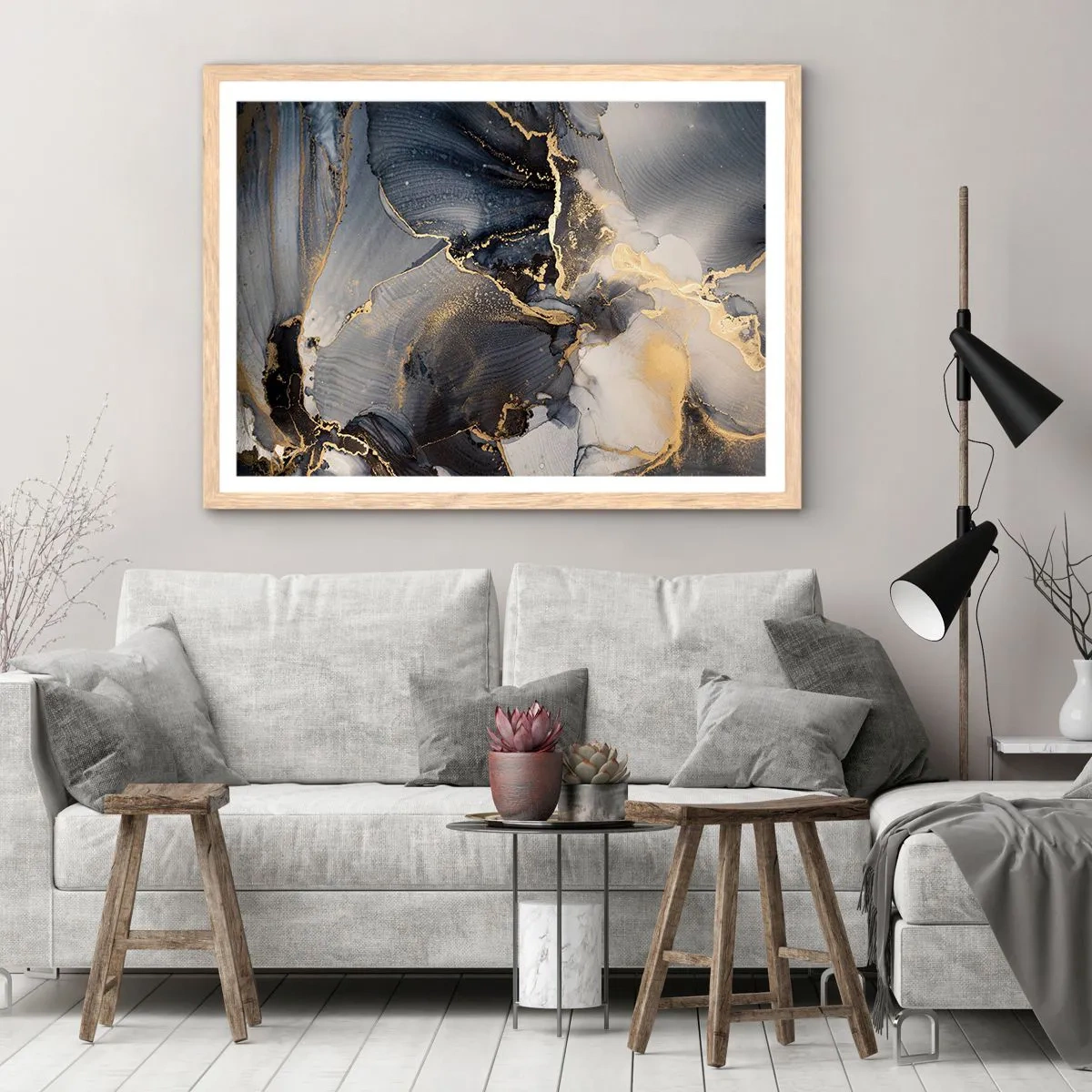 Plagát v ráme zo svetlého duba - Život kameňa - 100x70 cm