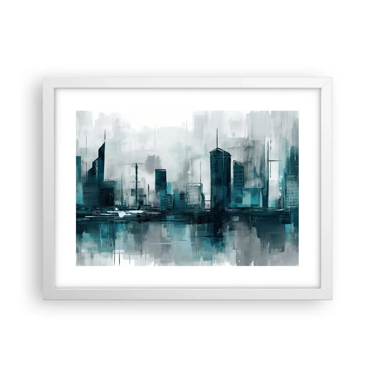 Plagát v bielom ráme - Mesto vo farbe dažďa - 40x30 cm