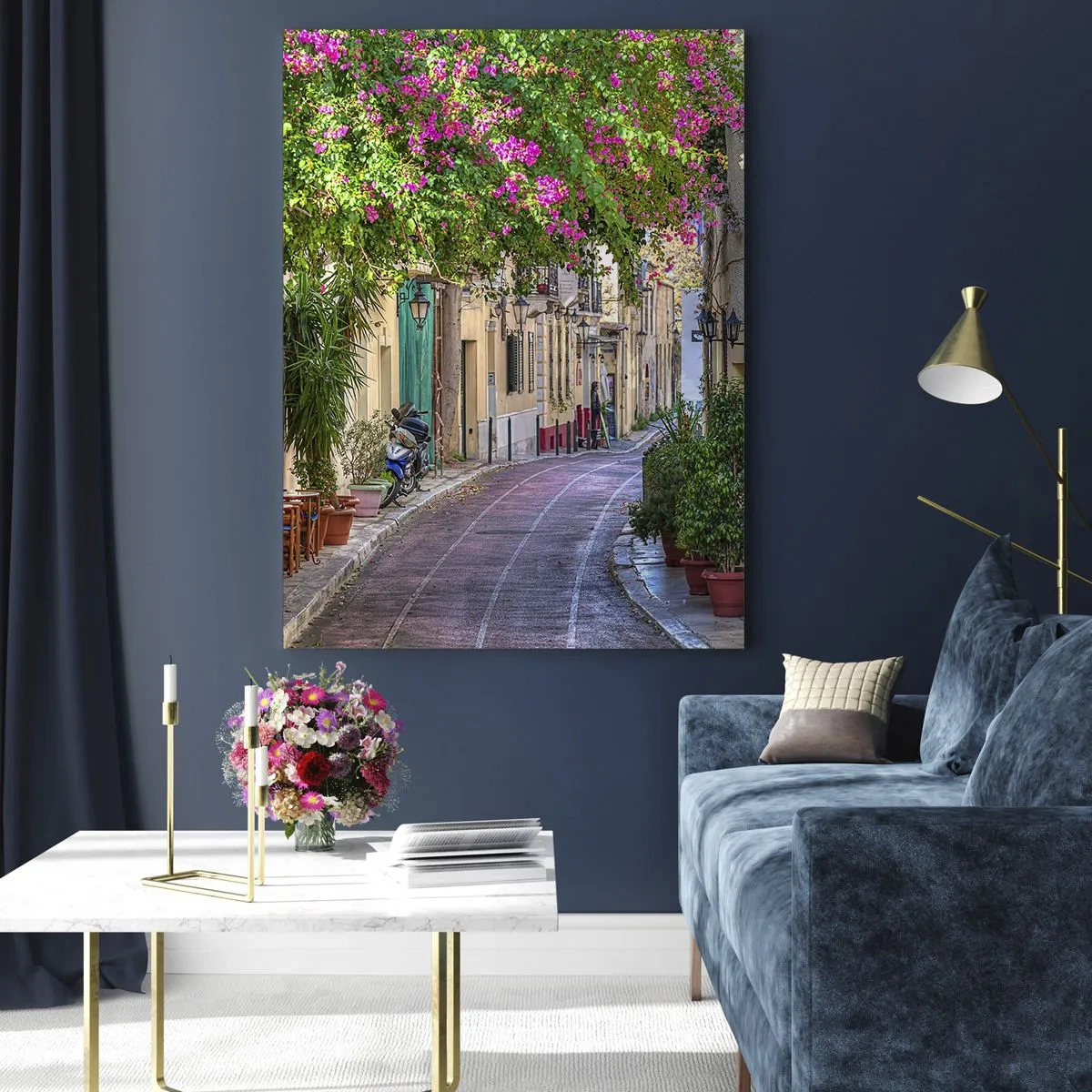 Obraz na skle - Kvitnúce zákutie - 50x70 cm