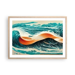 Plagát v ráme zo svetlého duba - Surferov sen - 70x50 cm