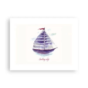 Plagát - Napnuté plachty a pokojná voda - 40x30 cm