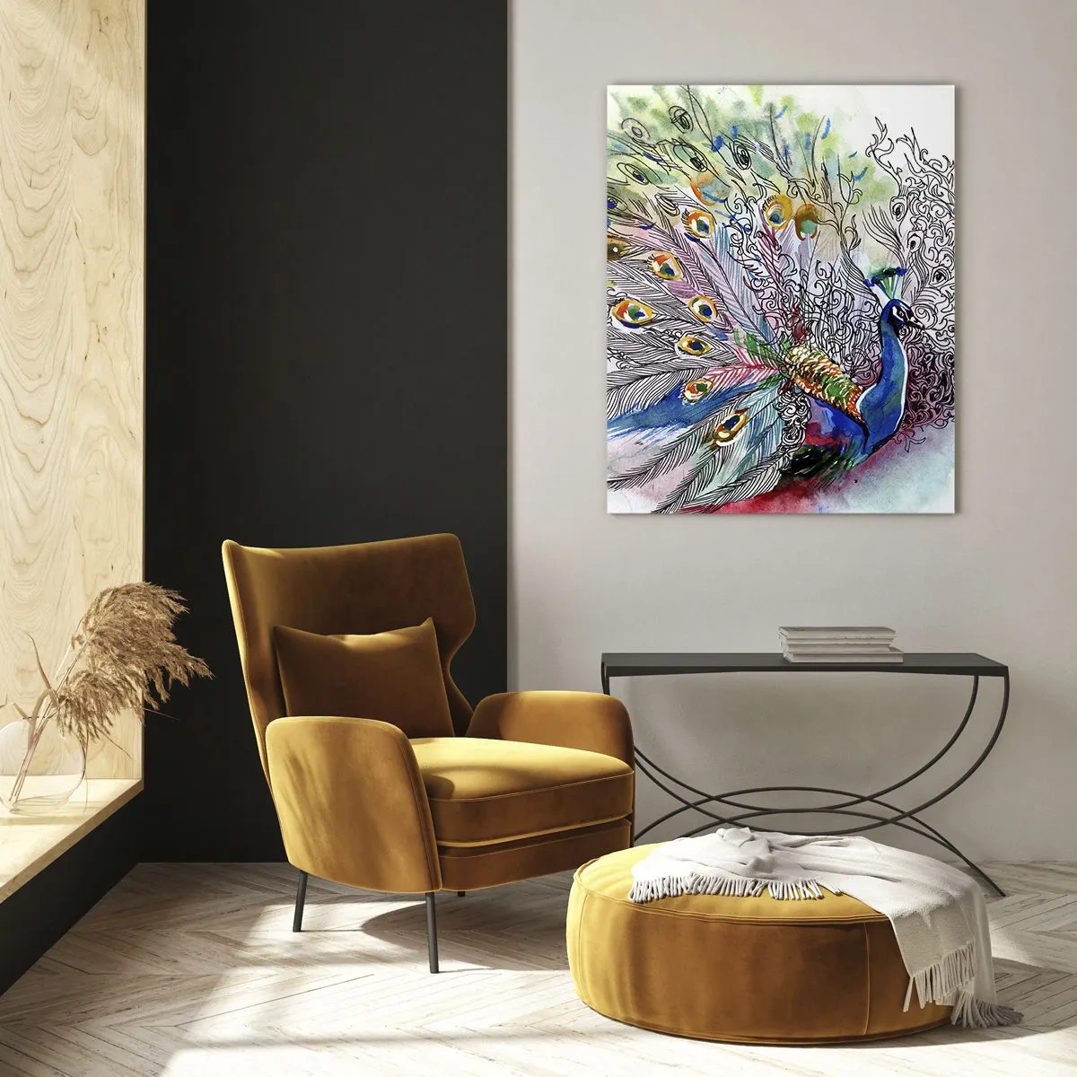 Obraz na skle - S pýchou proti šedi  - 80x120 cm